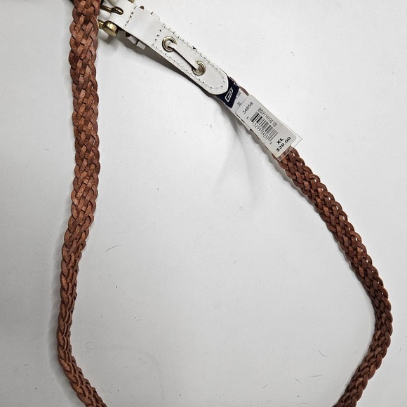 NEW Sperry Braided Woven Skinny Belt Women's XL‎ White Leather NWT - Picture 3 of 7